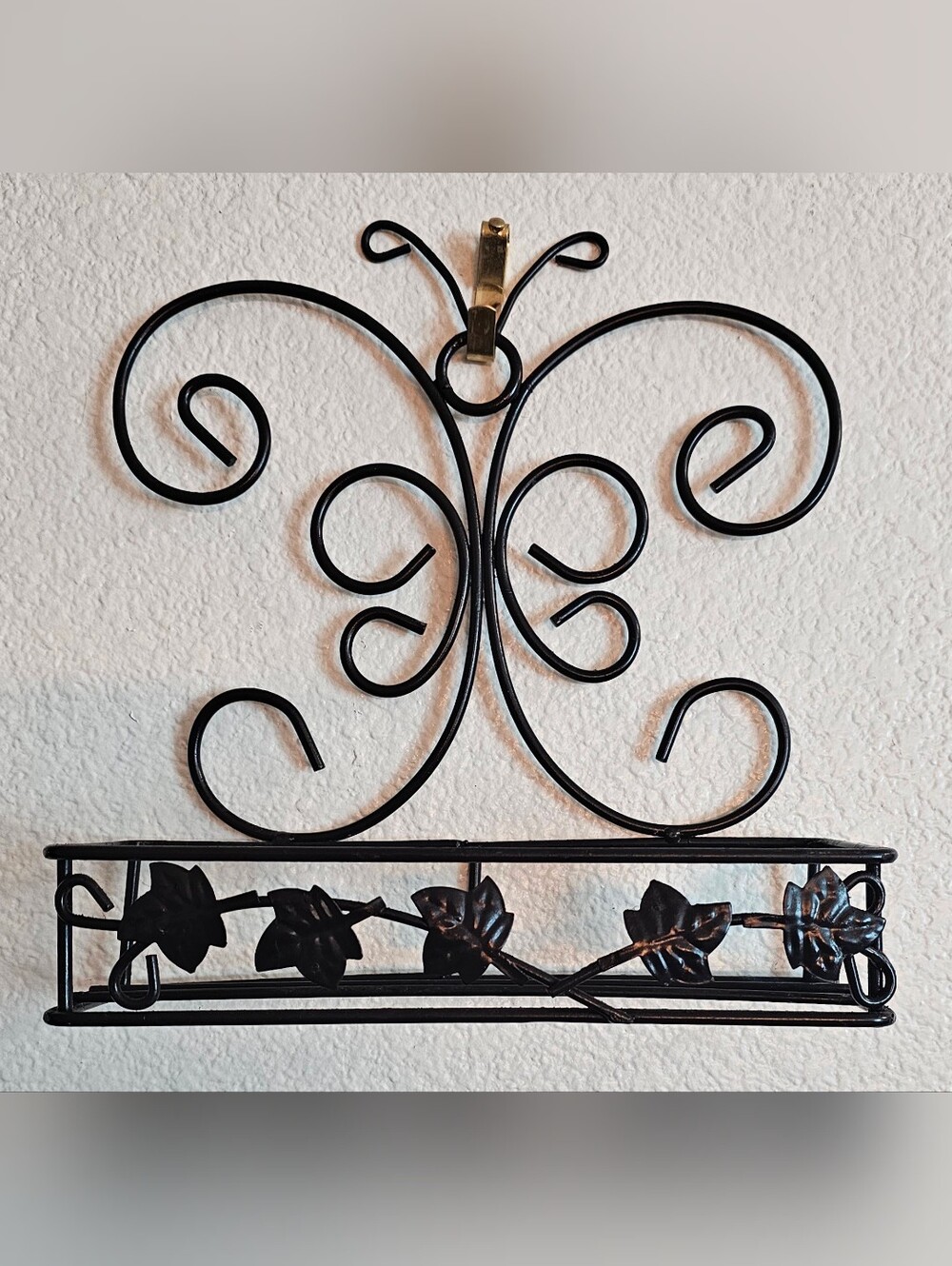 Wall Hanging Wire Butterfly Ivy Shelf Basket Cottagecore Country Farmhouse